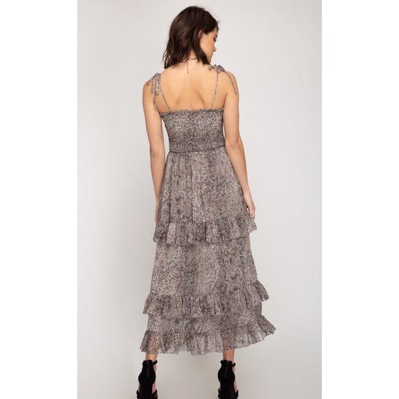 Tube Top Midi Length Snake Print Dress - Picture 2 of 8